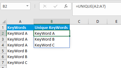 Use the UNIQUE filter in Google Sheets to remove duplicates
