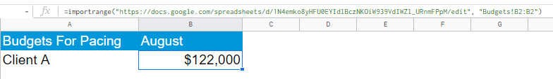 Using the IMPORTRANGE formula in Google Sheets to pull from one sheet to another